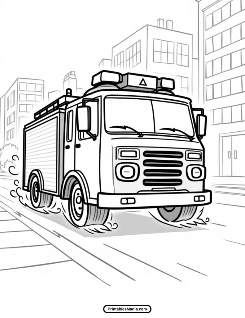 fire rescue truck coloring image