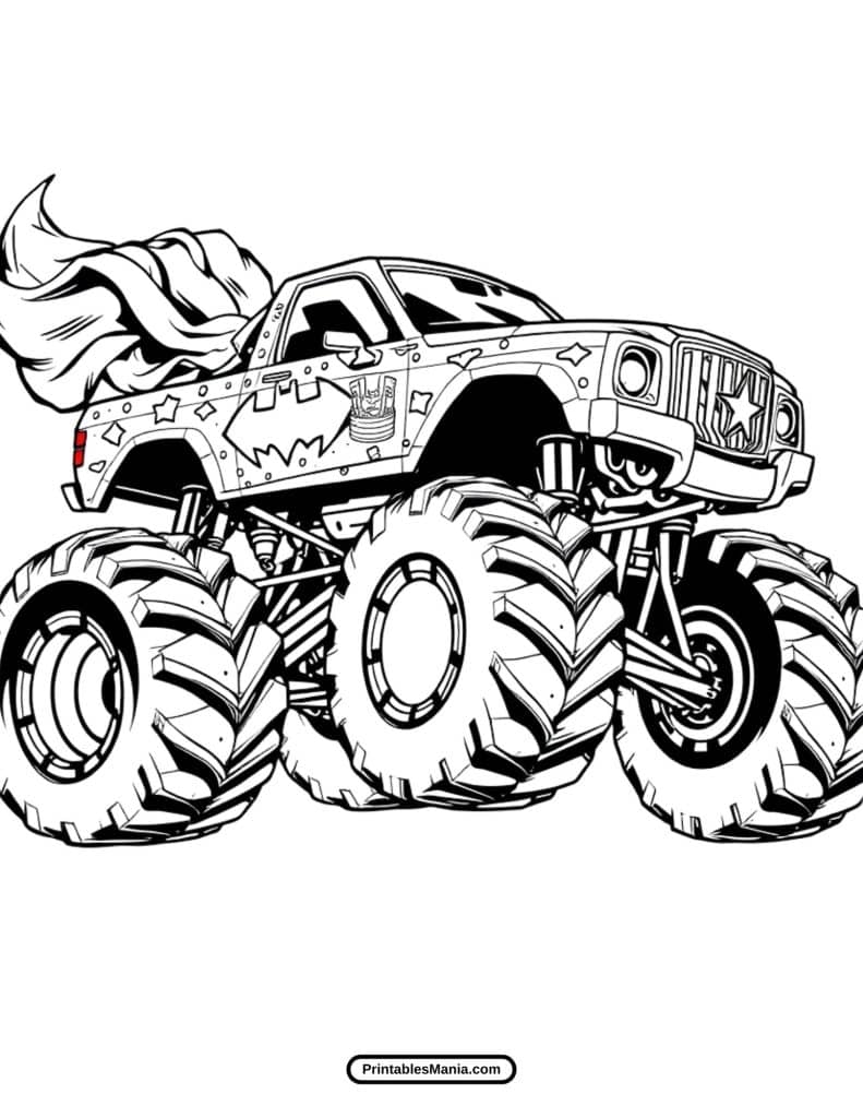 fun monster truck coloring template