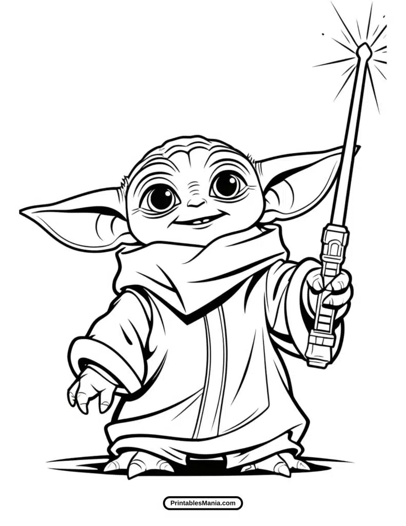 adorable baby yoda printable coloring page