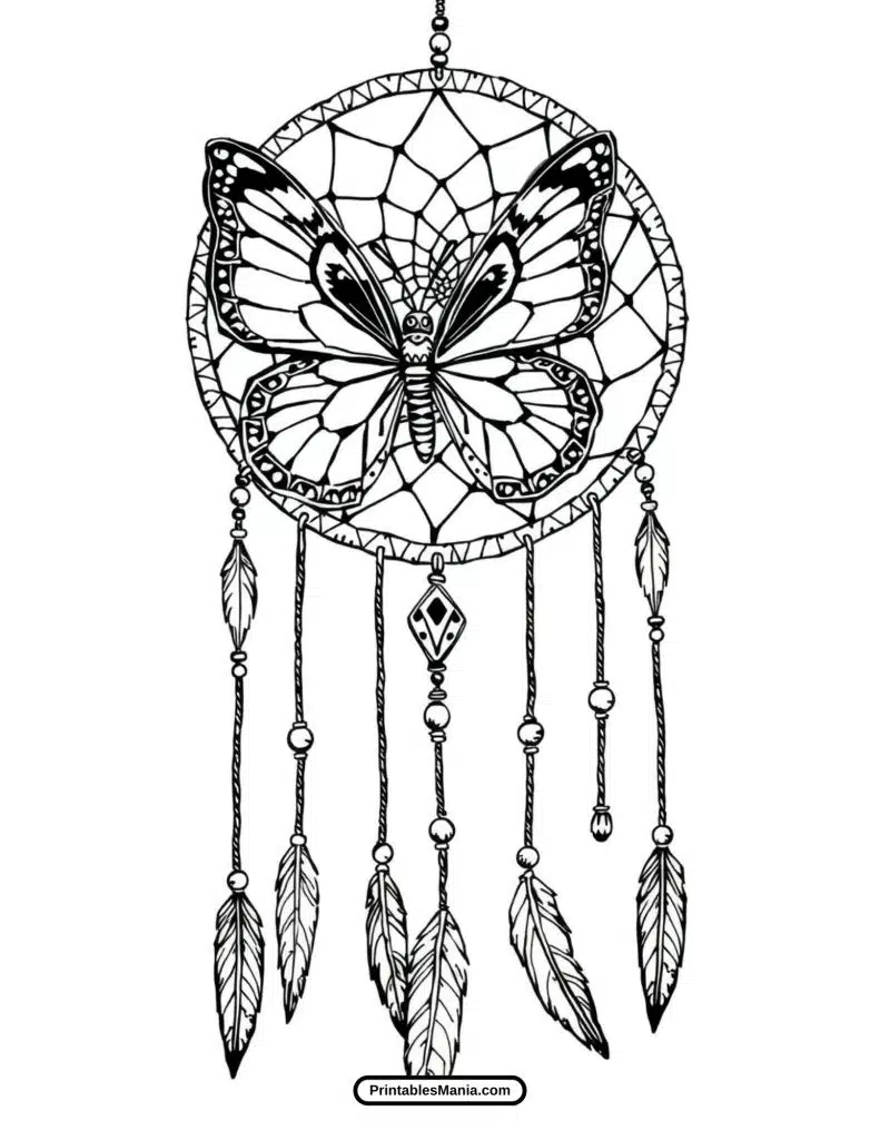 detailed butterfly coloring page for adults