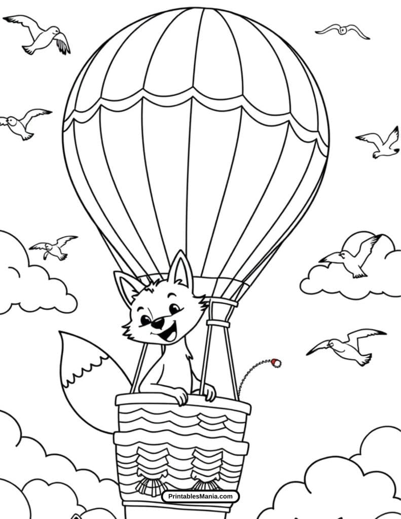 easy cartoon fox coloring page for preschool kids