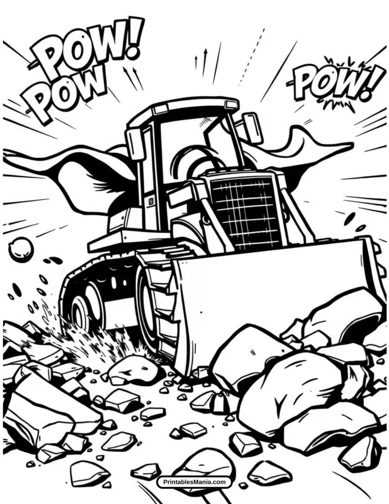 heavy-duty bulldozer coloring page with moving tracks