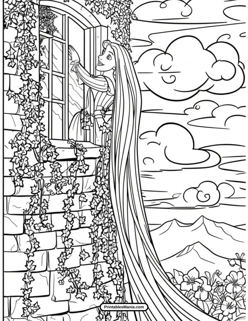 beautiful rapunzel princess coloring page