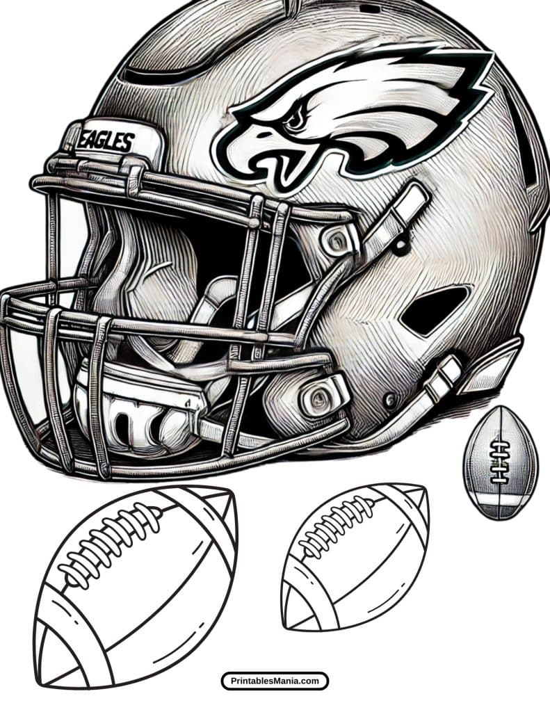 eagles helmet black-and-white coloring sheet