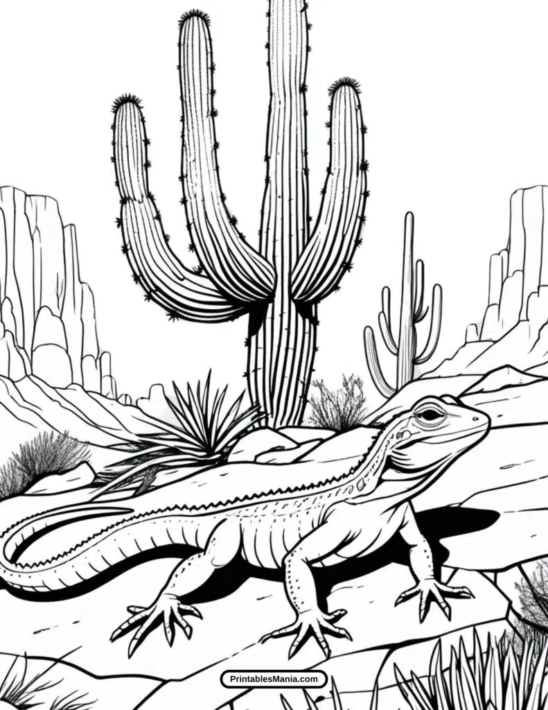 simple lizard silhouette coloring sheet