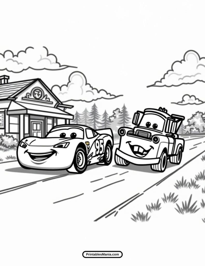 creative lightning mcqueen coloring page for kids