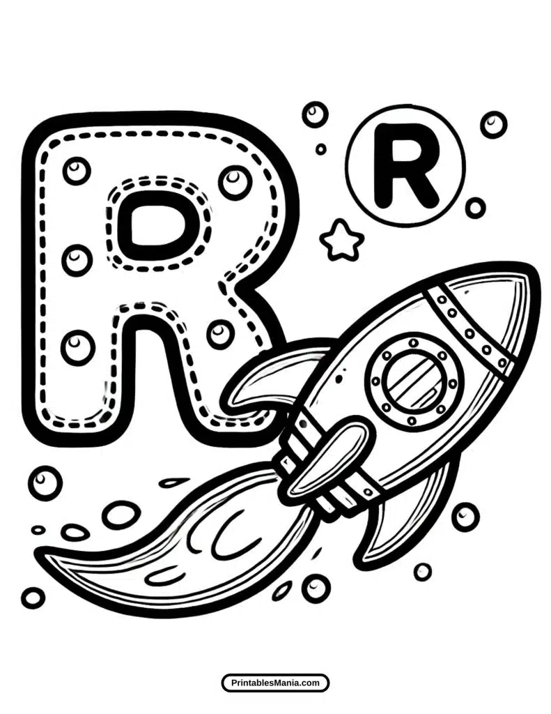 bold letter R coloring sheet