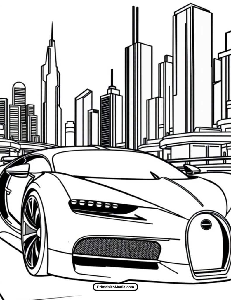 supercar coloring pages featuring bugatti models for kids and adults