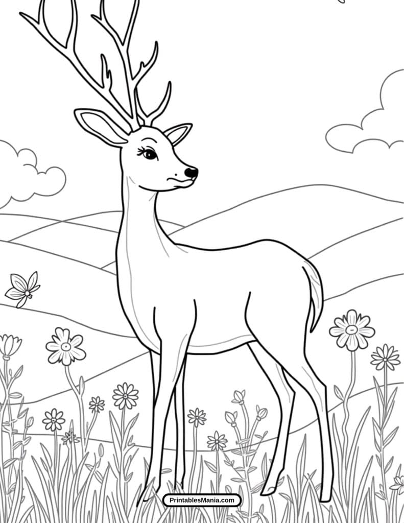 detailed stag with large antlers coloring page