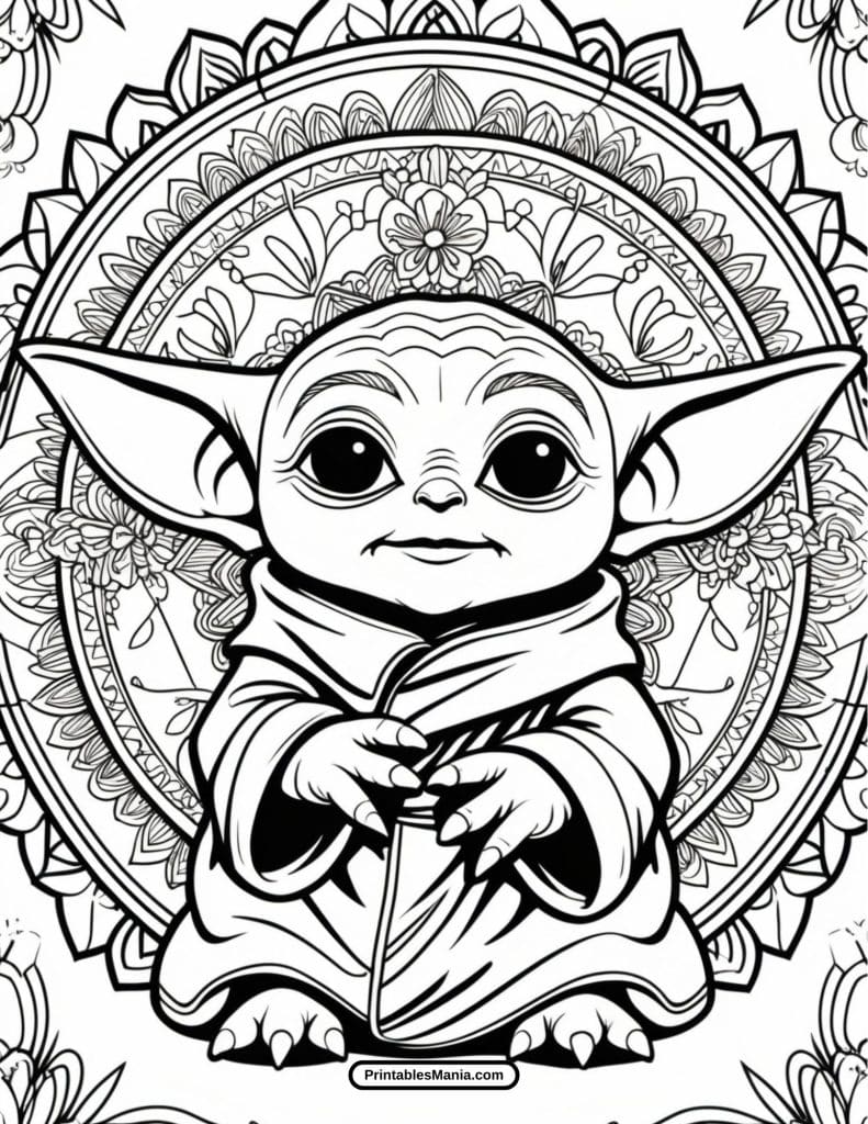 star wars baby yoda coloring sheet