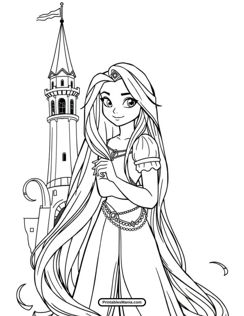 fun rapunzel printable coloring sheet