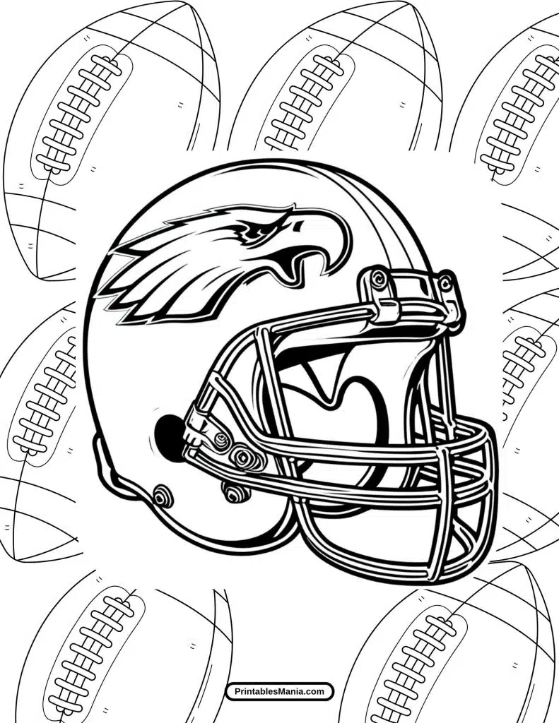 high-quality eagles football helmet line art coloring sheet