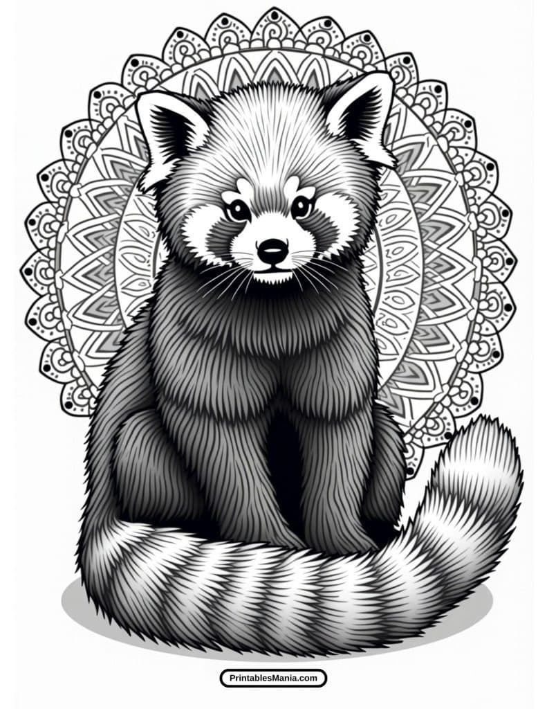 black and white red panda illustration for coloring