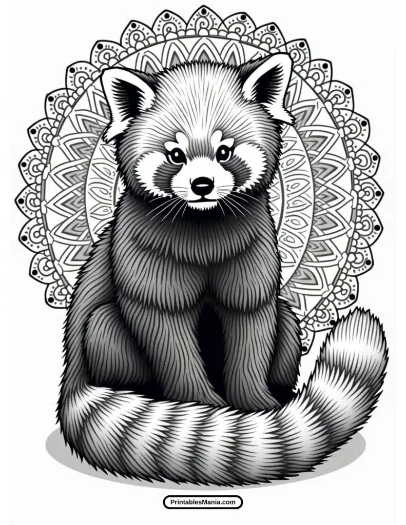 black and white red panda illustration for coloring