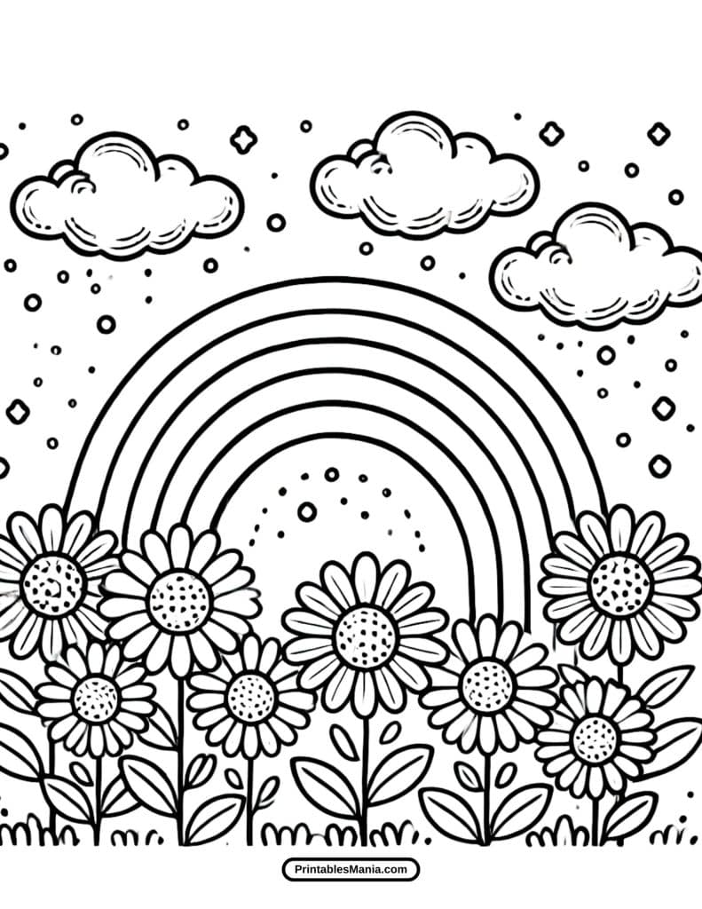 rainbow after the rain coloring page printable