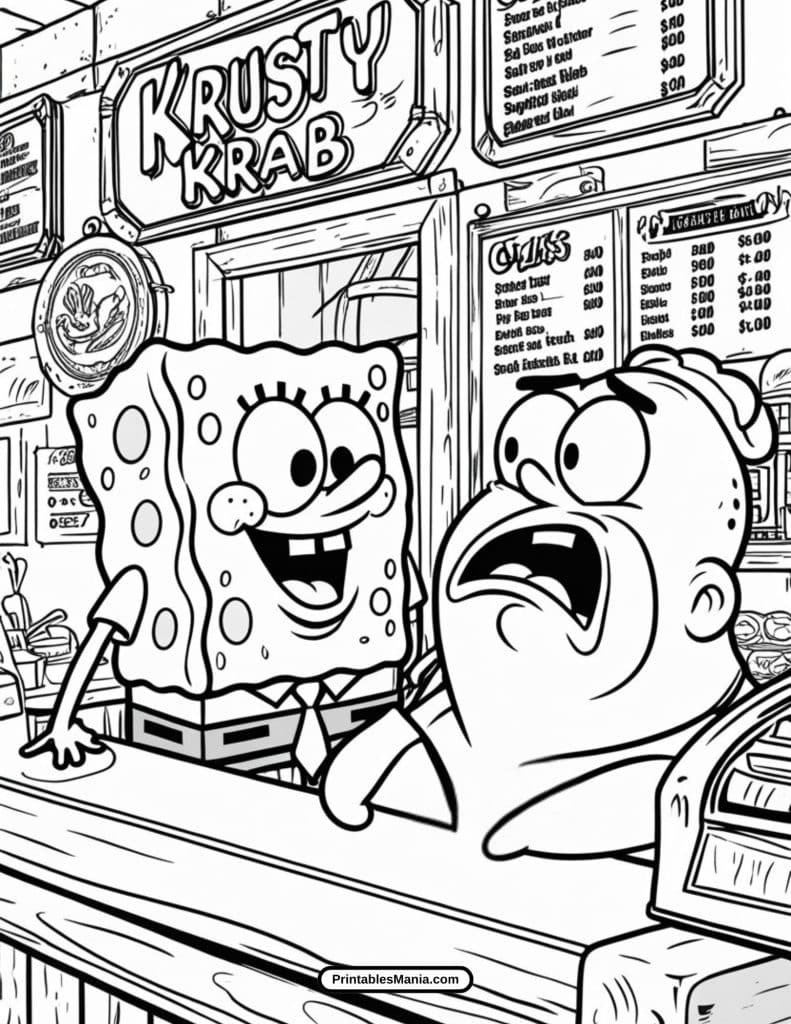 the krusty krab restaurant coloring sheet