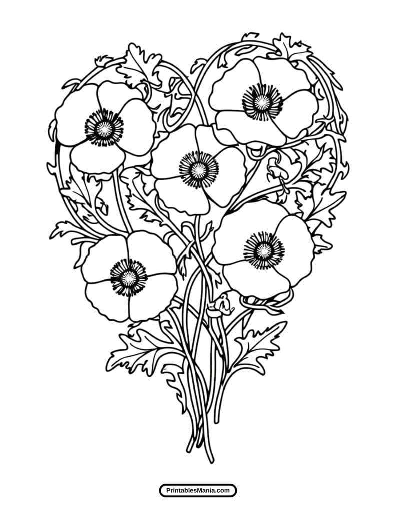 free printable poppy coloring pages for kids