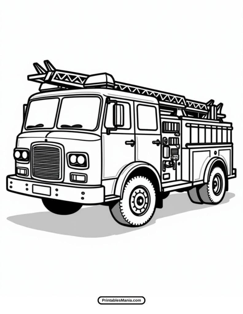 large fire truck coloring design