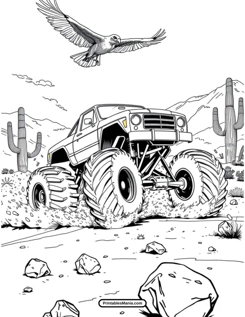 easy monster truck drawing for coloring