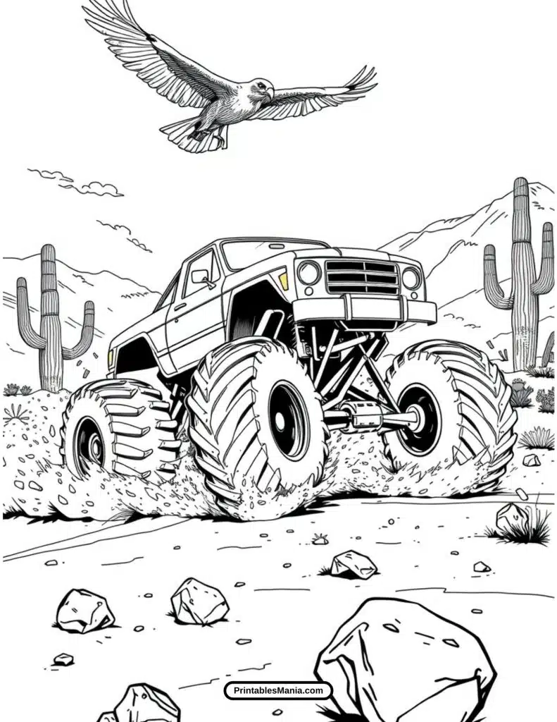 easy monster truck drawing for coloring