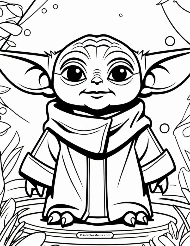 simple baby yoda drawing for coloring