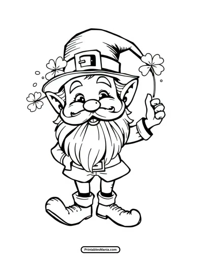 leprechaun and shamrock coloring sheet for a festive Irish theme