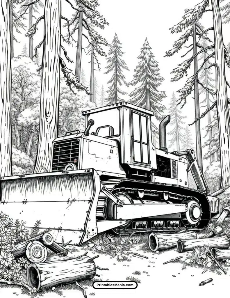 simple bulldozer outline coloring page for easy coloring