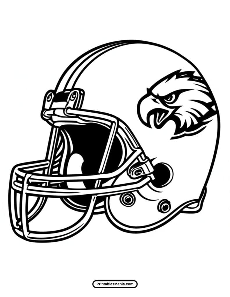 easy eagles football helmet coloring sheet for children