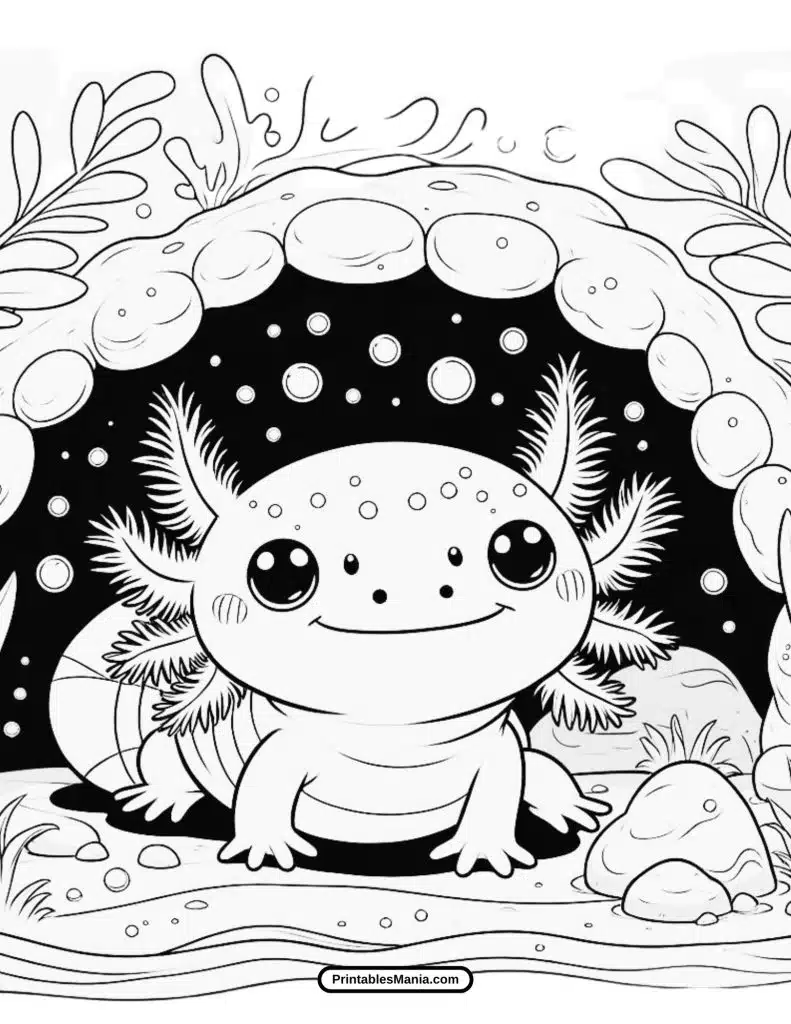 creative axolotl coloring page for all ages