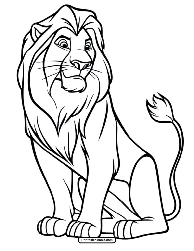 simba looking surprised coloring page