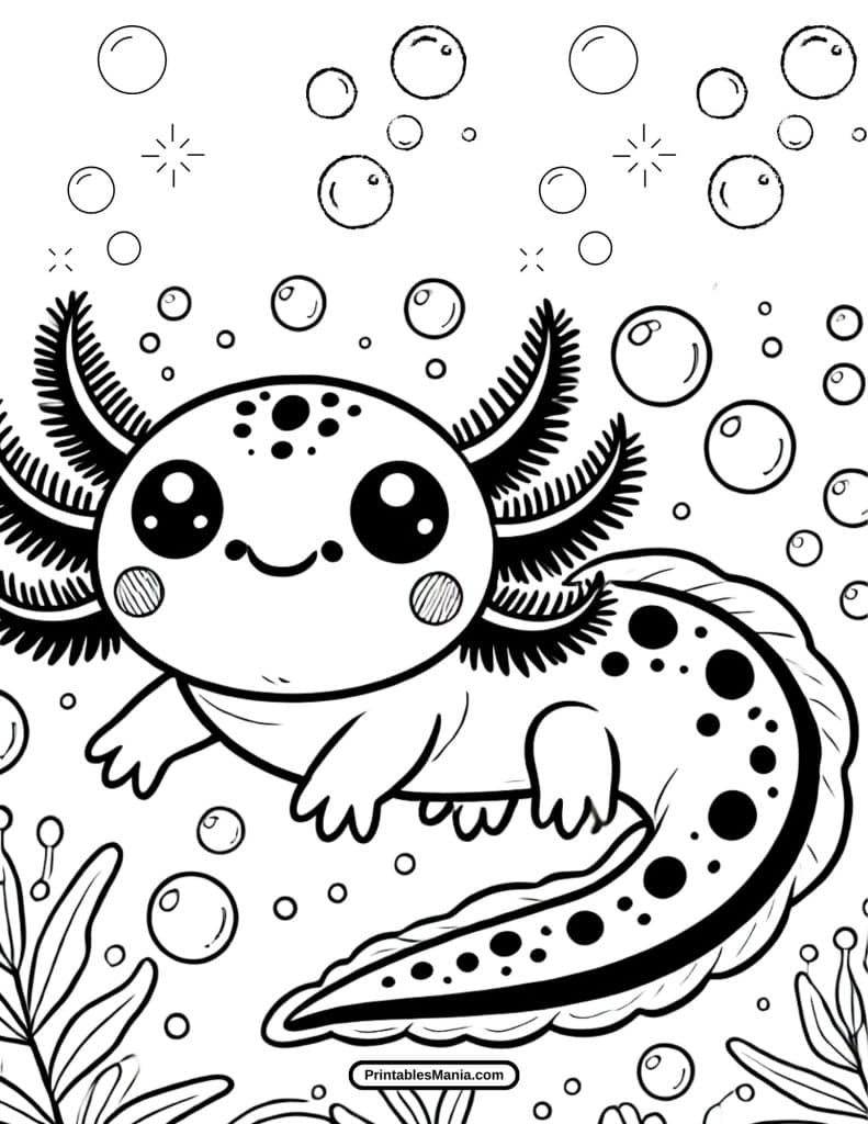 creative axolotl coloring page for all ages