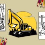 Excavator Coloring Page