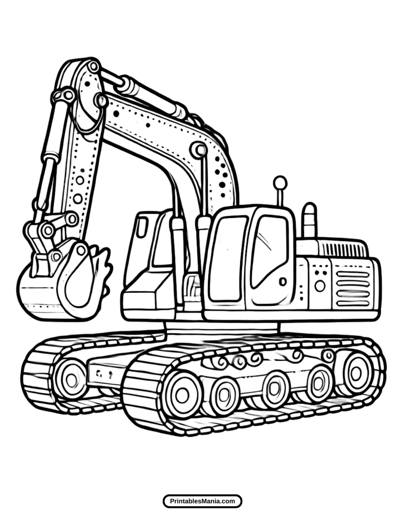 excavator coloring page for kids