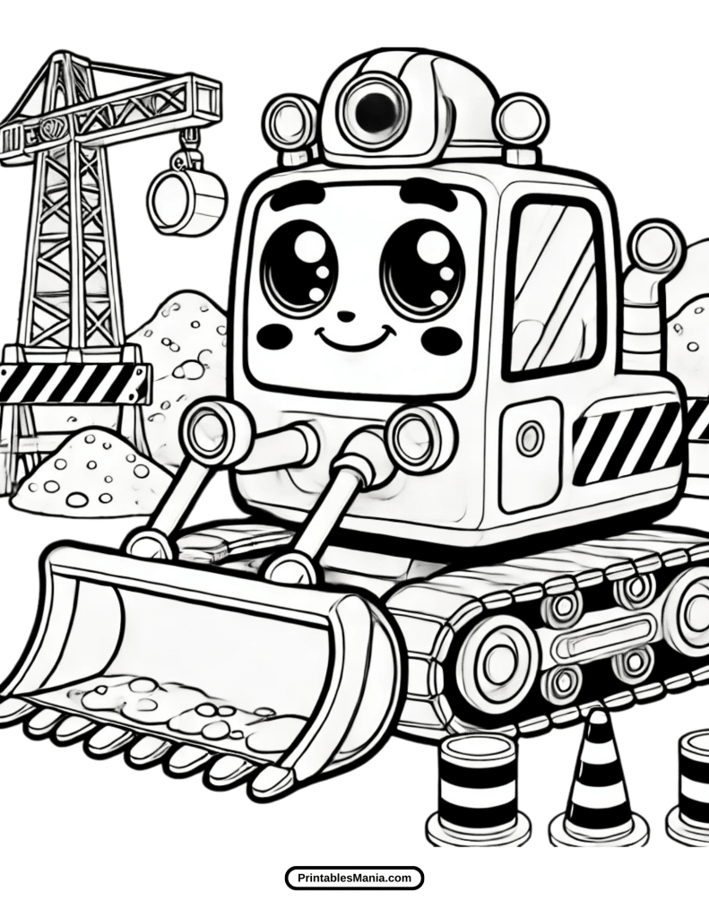 easy excavator coloring page for beginners