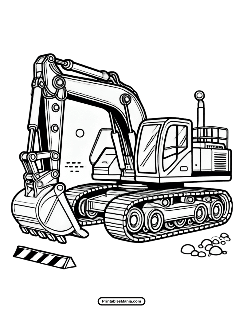 detailed excavator coloring template