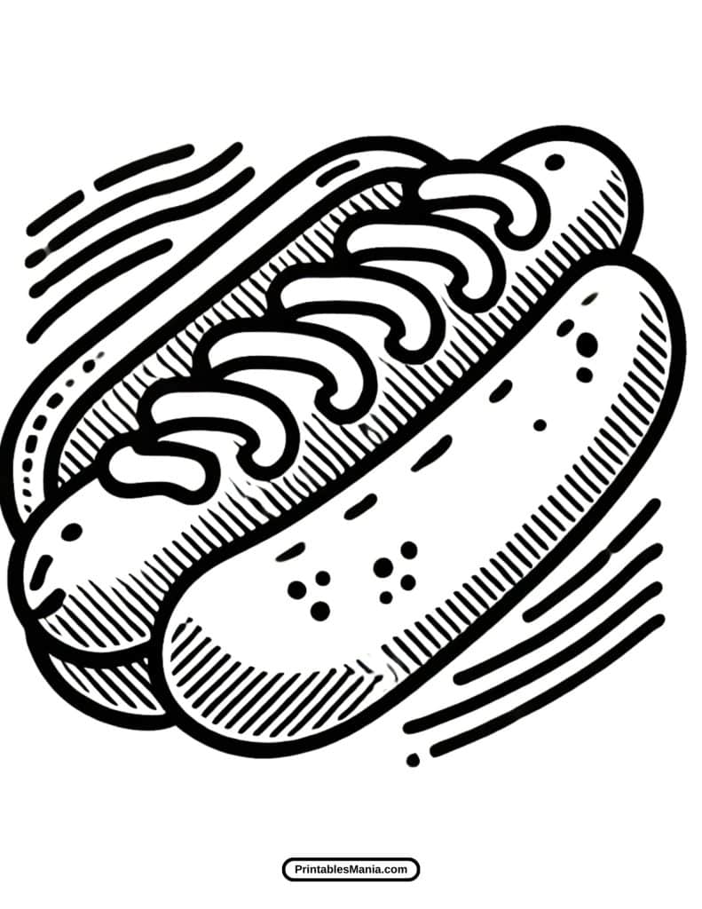 hot dog and bun coloring page for creative expression