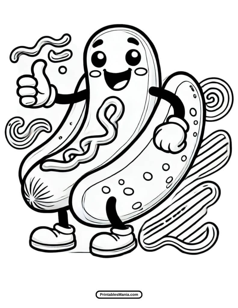 kids' hot dog coloring page to spark creativity