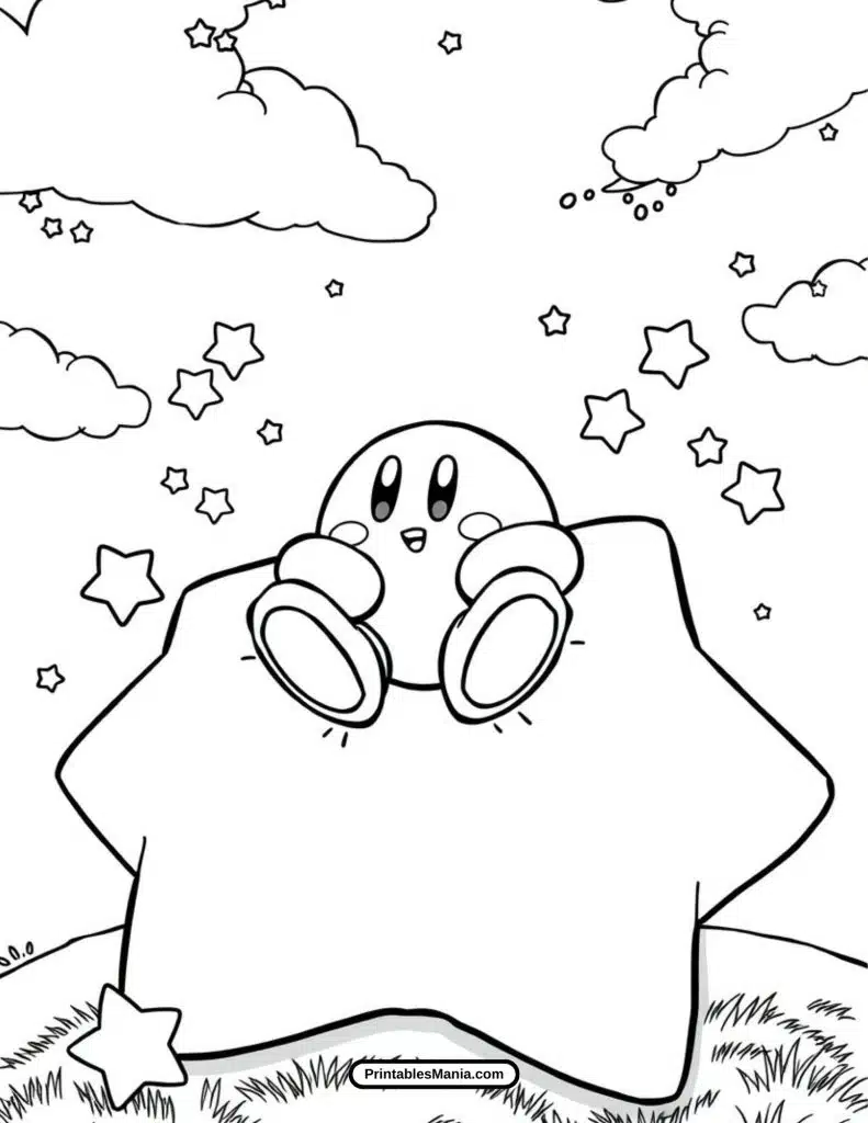 cute kirby coloring page printable