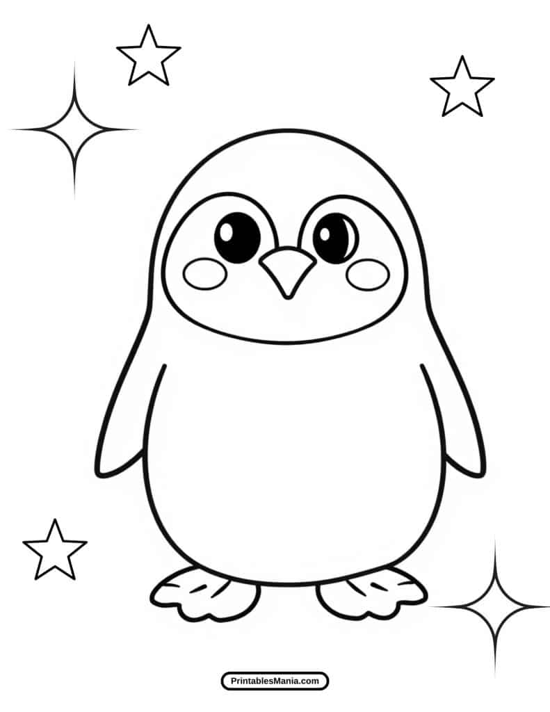 funny penguin coloring page