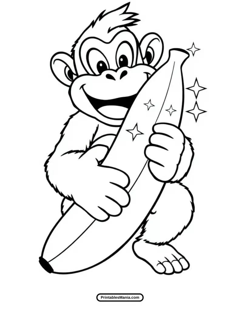 donkey kong and bananas coloring image