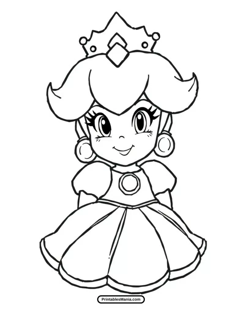 princess peach fashion coloring outline