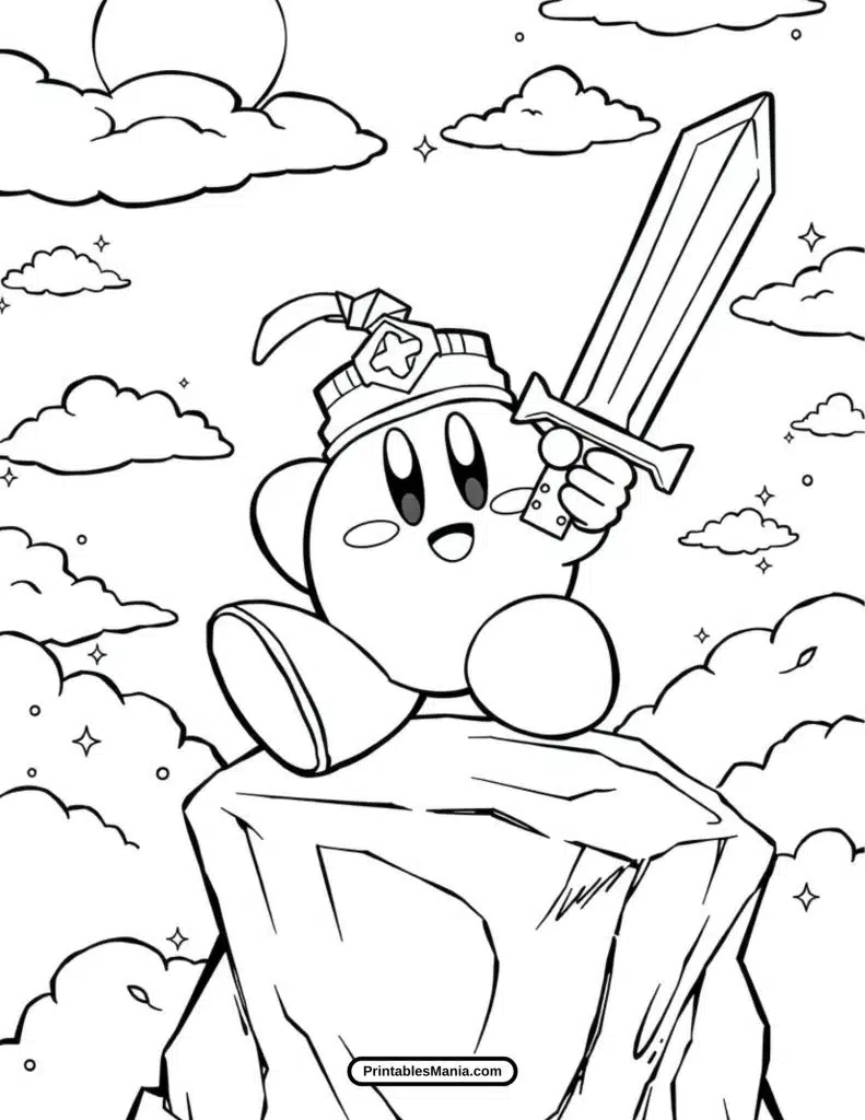 kirby as ninja kirby coloring outline