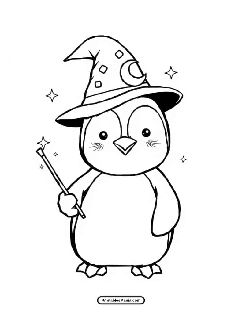 simple penguin outline for preschool coloring