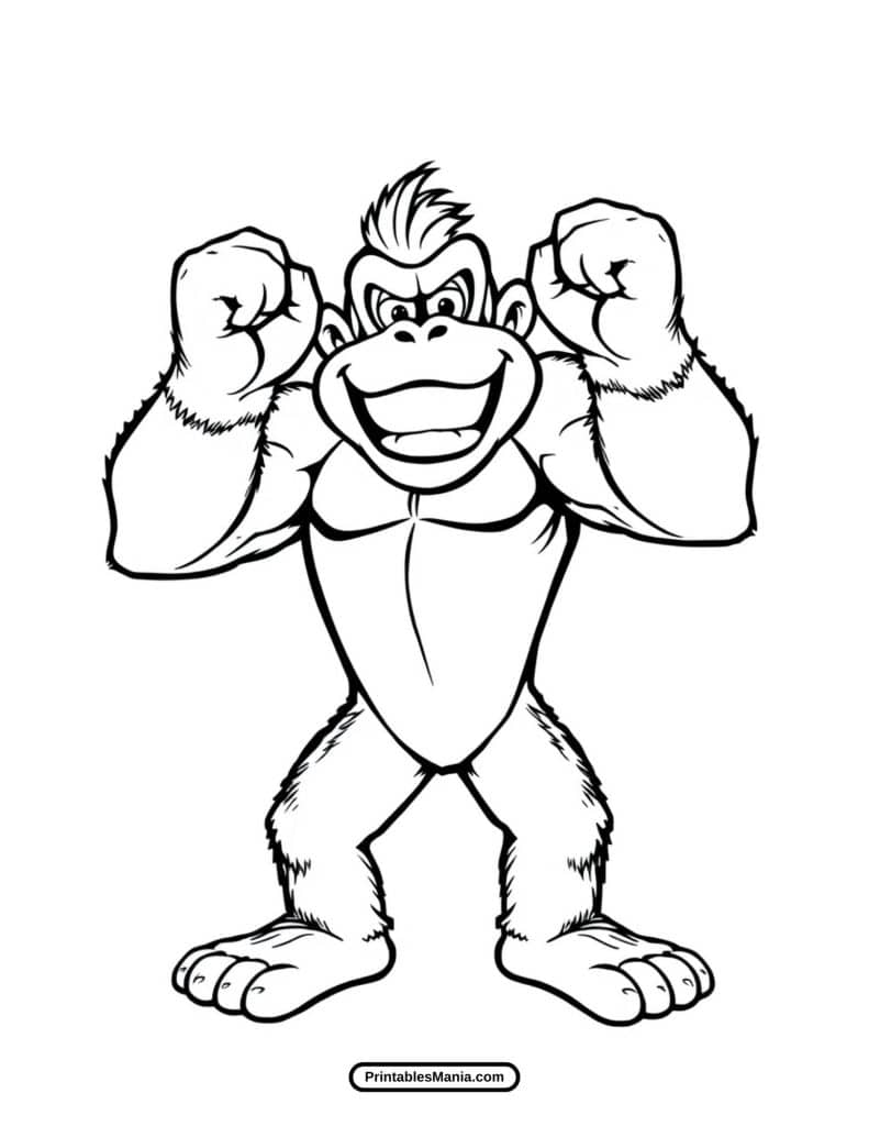 donkey kong smiling character coloring sheet