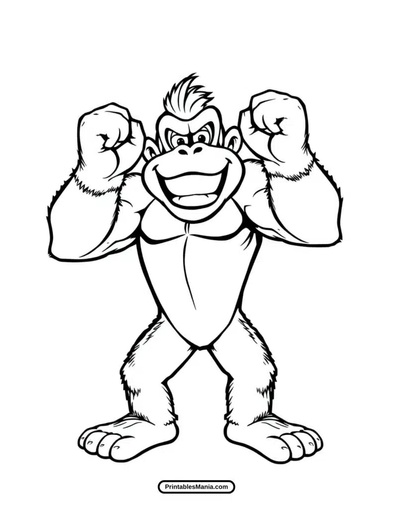 donkey kong smiling character coloring sheet