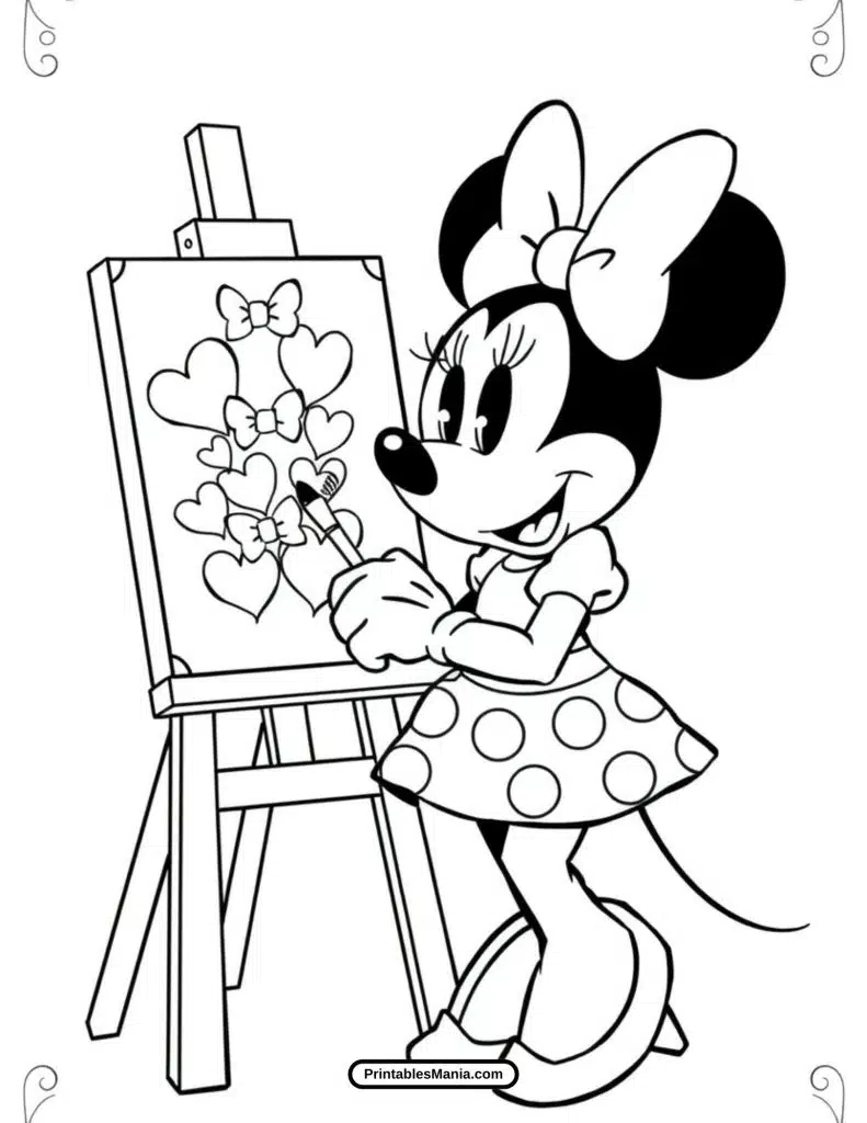 minnie mouse in a cute outfit coloring page