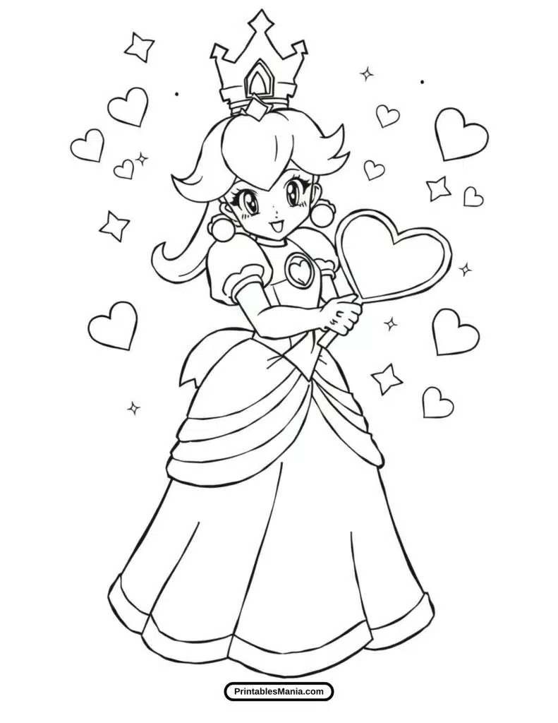 princess peach coloring activity for children