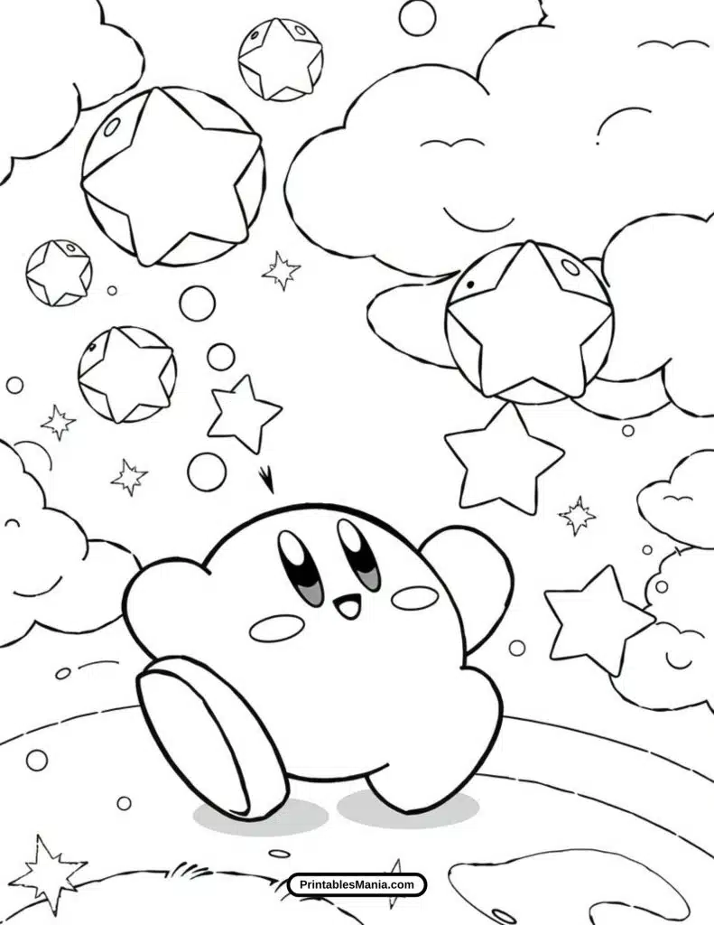 dreamy night sky kirby coloring outline