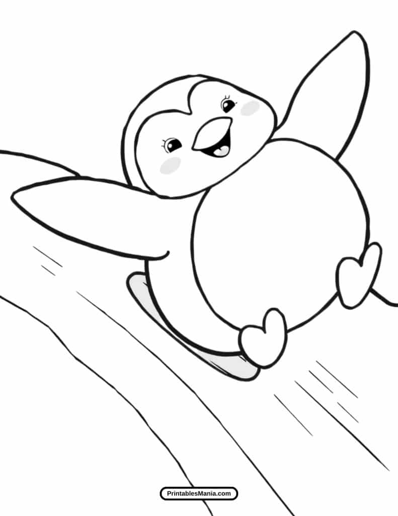 free winter penguin coloring page for children