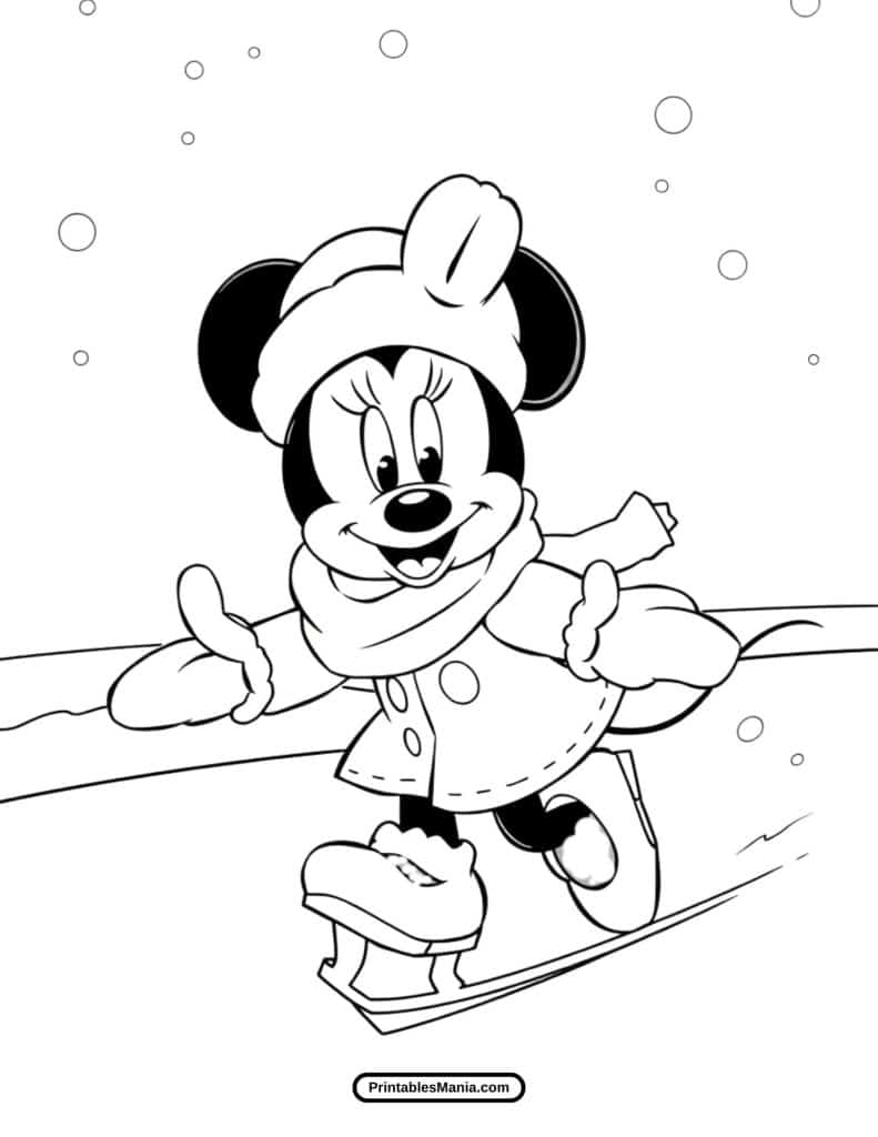 minnie mouse ice skating coloring sheet